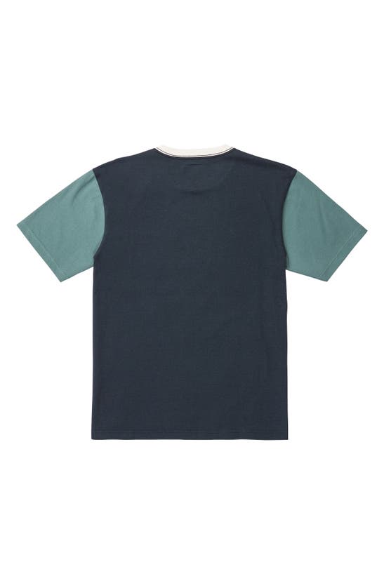 Shop Volcom Kids' Overgrown Colorblock Cotton Cotton Pocket T-shirt In Navy