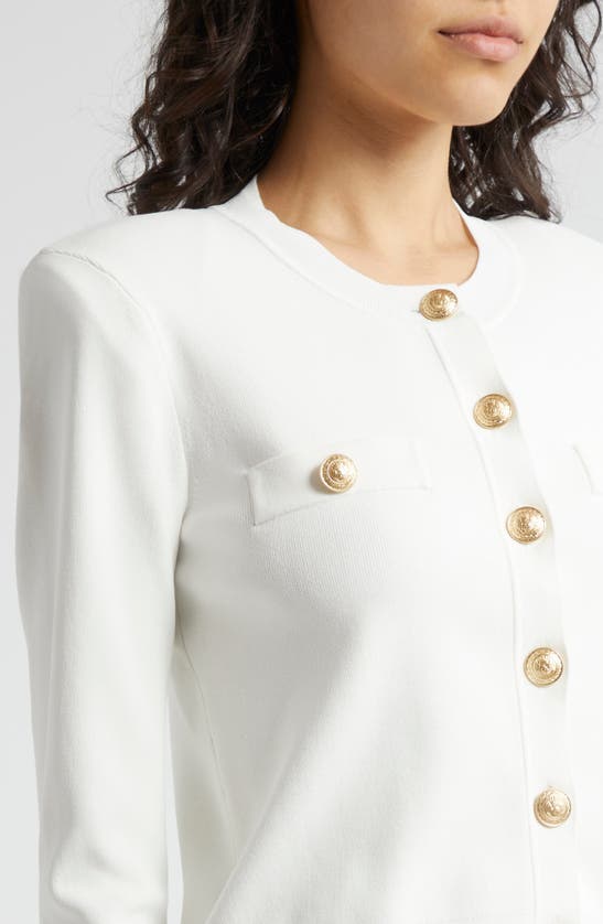 Shop L Agence Toulouse Crewneck Cardigan In Ivory