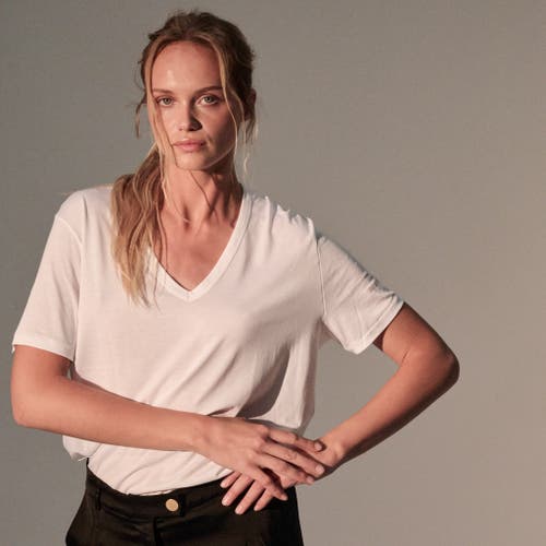 MAJESTIC MAJESTIC FILATURES LYOCELL COTTON SEMI RELAXED SHORT SLEEVE V-NECK T-SHIRT