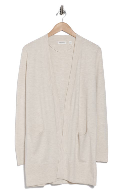 Nordstrom Open Front Cardigan In Beige Oatmeal Light Heather