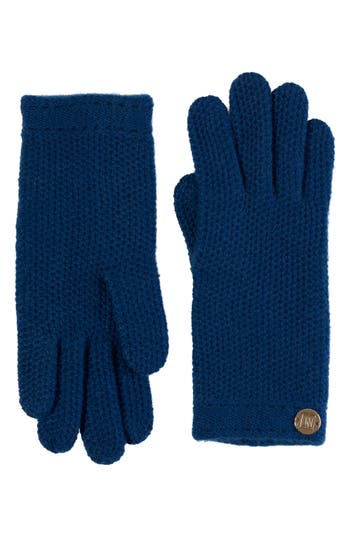 Bruno Magli Cashmere Honeycomb Knit Gloves In Blue