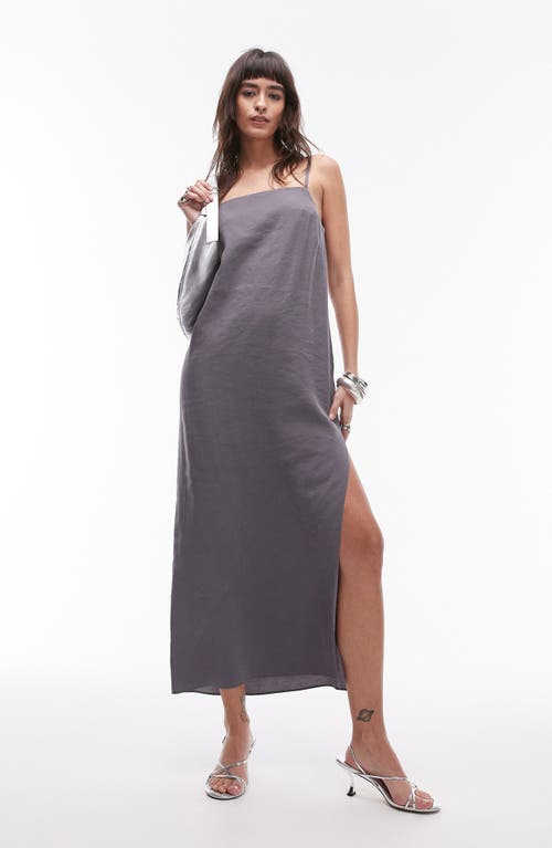 Shop Topshop Tie Strap Woven Sundress In Grey