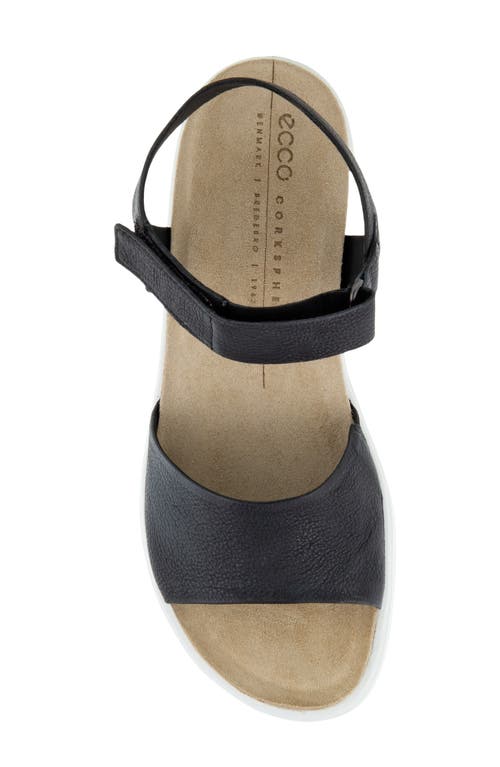 Ecco Flowt Wedge Sandal In Black In Black