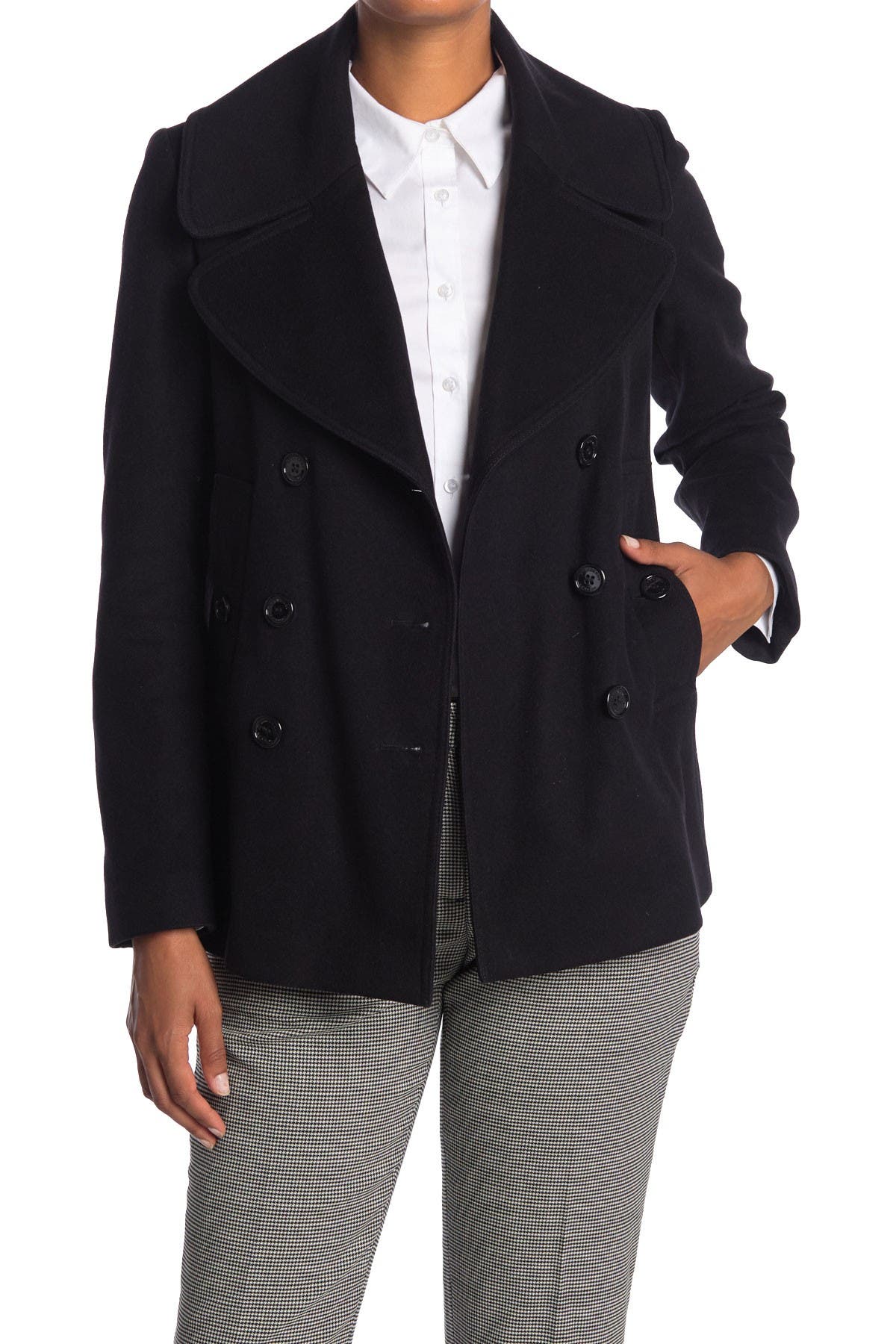 burberry wool blend pea coat