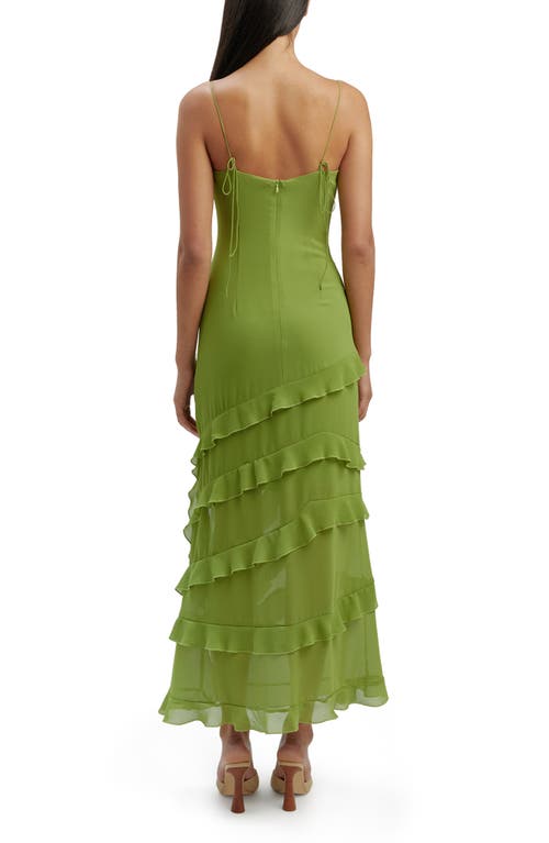 Shop Bardot Cantara Ruffle Maxi Dress In Apple Green