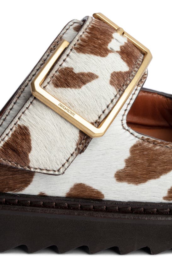 Shop Zadig & Voltaire Alpha Cecilia Geneuine Calf Hair Slide Sandal In Flash