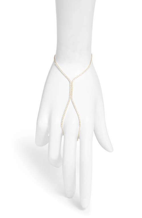 SHYMI Cubic Zirconia Tennis Hand Chain in Gold/White Stones at Nordstrom