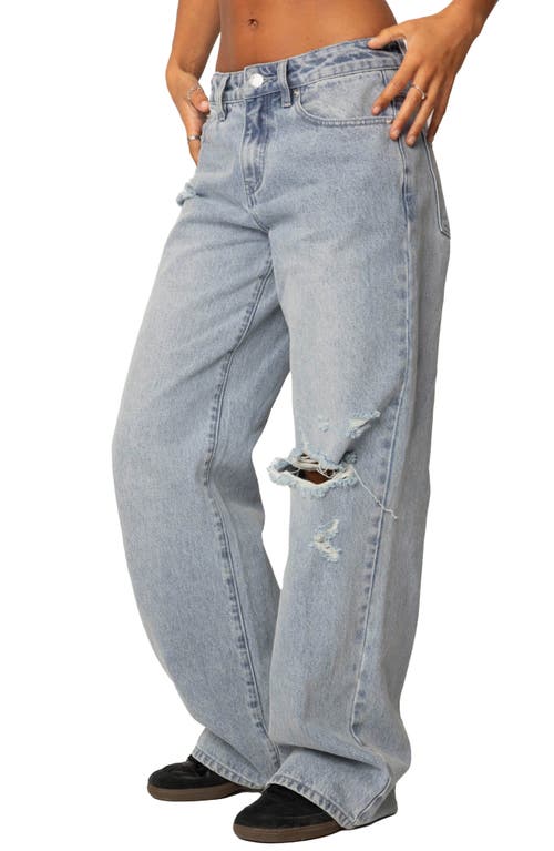 EDIKTED EDIKTED ADAM DISTRESSED RIPPED NONSTRETCH WIDE LEG JEANS 