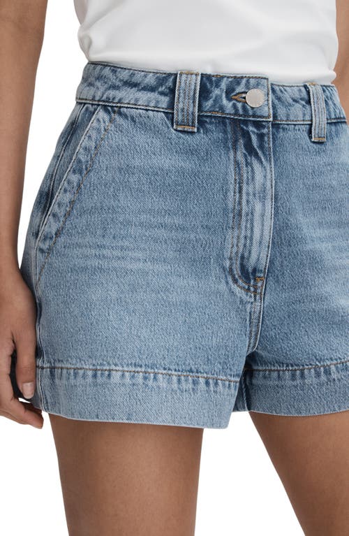 Shop Reiss Olivia High Waist Denim Shorts In Light Blue