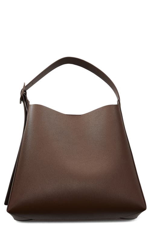 Buckle Detail Faux Leather Shopper in Chocolate