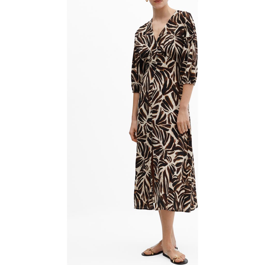 Mango Claudie Button Front Dress In Natural White