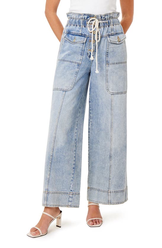 Habitual Paperbag Waist Wide Leg Jeans In Pacific