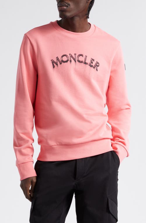 Moncler Cotton French Terry Logo Graphic Sweatshirt Desert Rose at Nordstrom,
