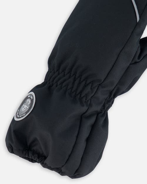 Deux Par Deux Kids Unisex Solid Mittens Black In Anthracite