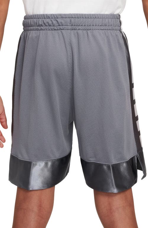 Shop Nike Kids' Dri-fit Elite Basketball Shorts In Smoke Grey/white