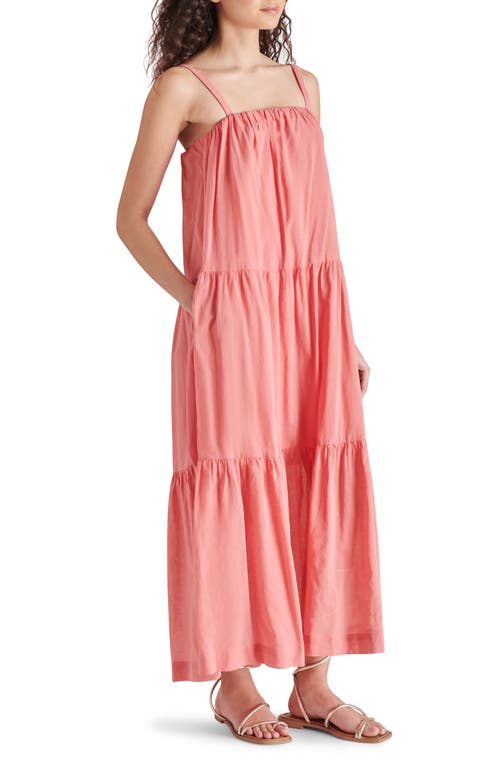 Shop Steve Madden Oceane Tiered Cotton Maxi Sundress In Peach Romance