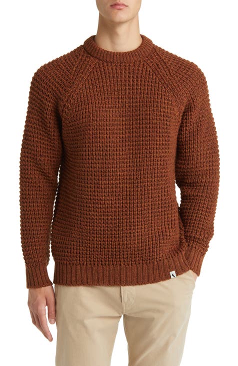 Waffle Stitch Wool Crewneck Sweater