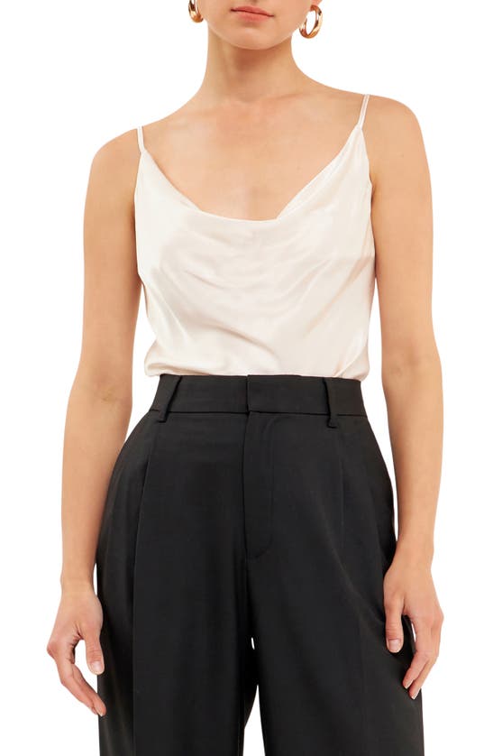 Grey Lab Cowl Neck Satin Camisole In Cream