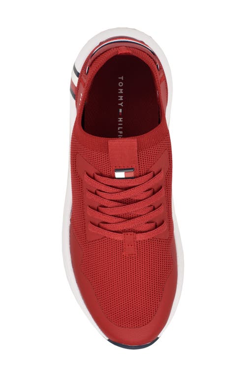 Shop Tommy Hilfiger Knit Sneaker In Medium Red