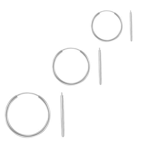 DONATELLO GIAN DONATELLO GIAN 3 PACK STERLING SILVER DELICATE ENDLESS HOOPS 