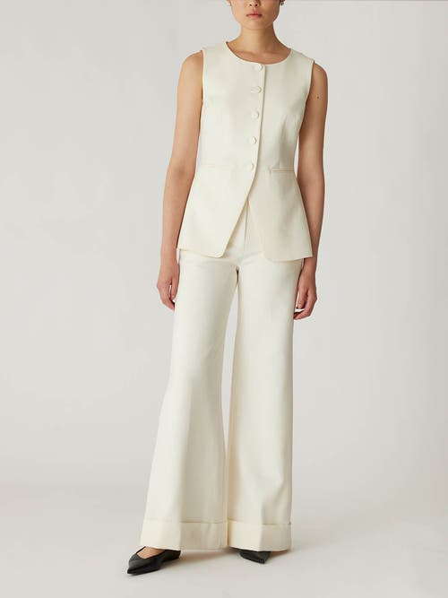 Rebecca Taylor Refined Suiting Button Front Vest in Cream 