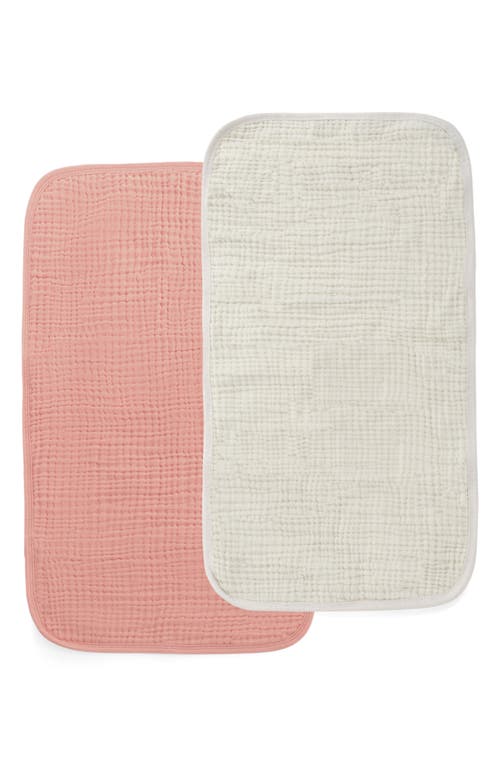 Oilo 2-Pack Organic Cotton Muslin Burp Cloths in Eggshell/Rose at Nordstrom