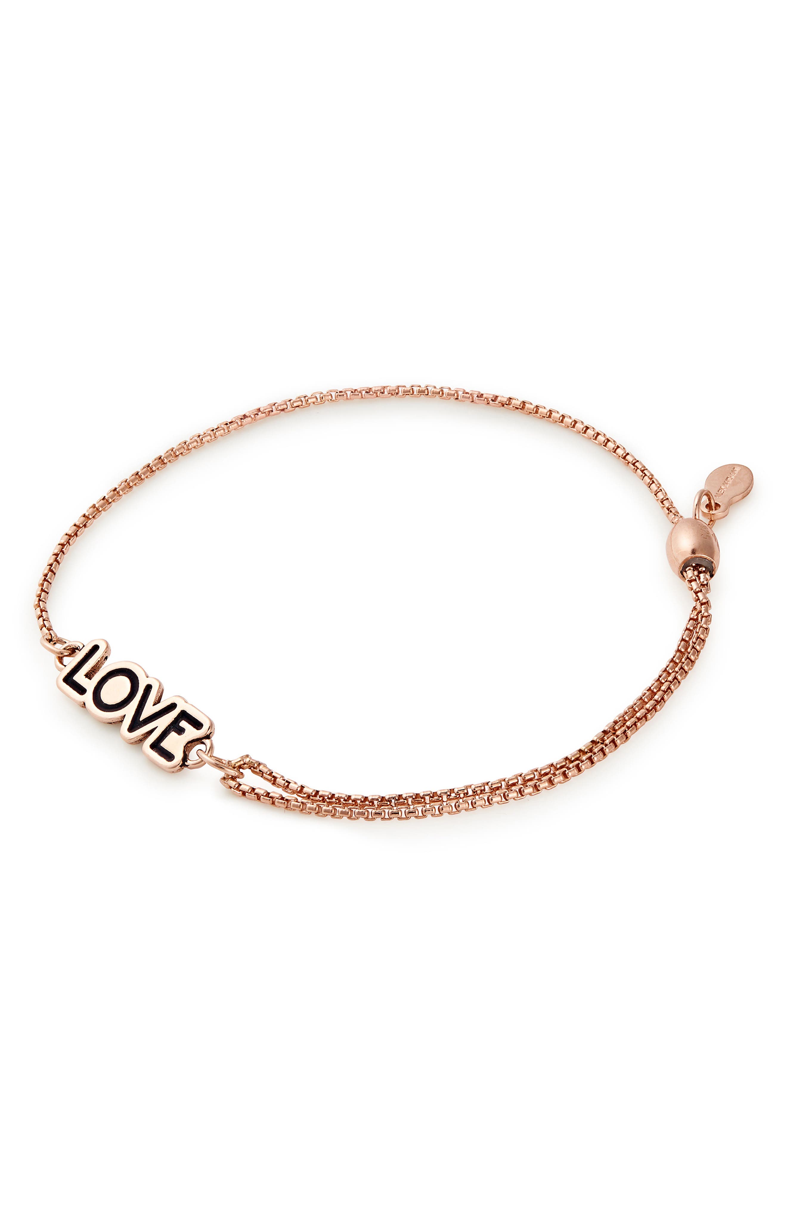 Alex And Ani 14k Rose Gold Plated 'love' Station Bracelet