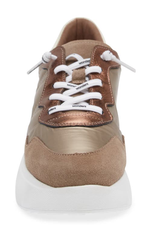 Wonders Roma Taupe Mixed Textile Chunky Trainers In Taupe/gold/leo Combo