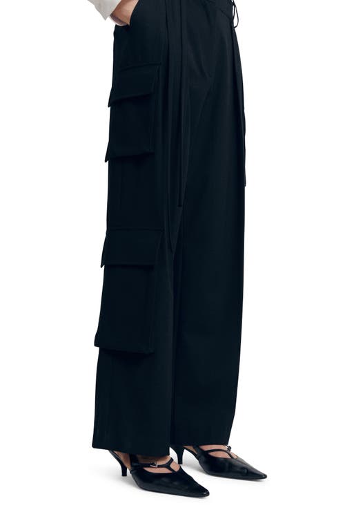Pleated Cargo Pants in Black