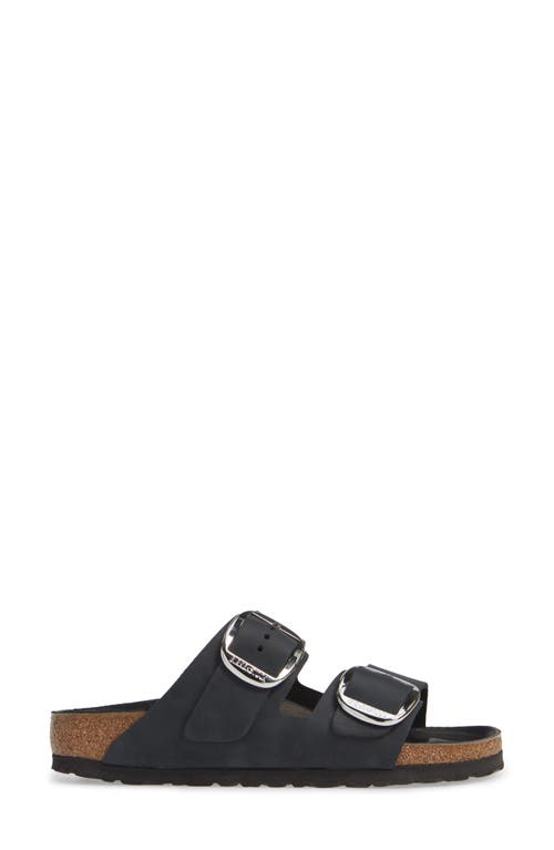 Birkenstock 'arizona' Black Sandals With Logo Lettering On The Buckle In Black Oiled Leather
