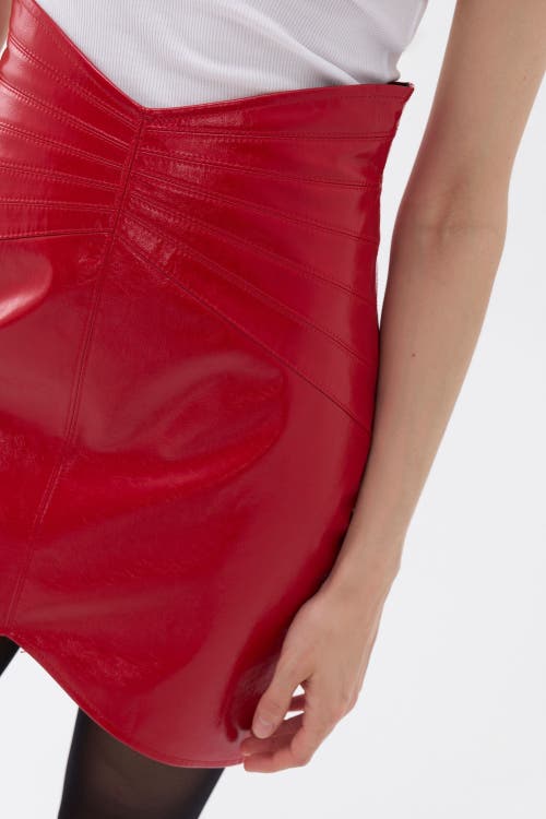 Shop Nocturne Faux Patent Leather Mini Skirt In Red