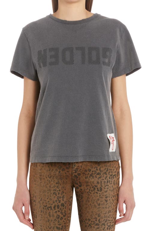 Golden Goose Distressed Cotton Logo Tee in Anthracite