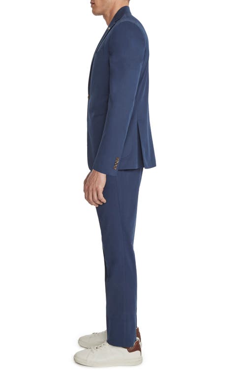 Shop Jack Victor Irving Solid Blue Cotton & Cashmere Suit In Navy