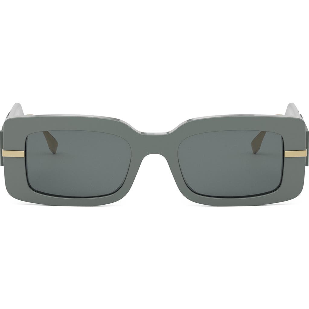 Shop Fendi 'graphy 51mm Rectangular Sunglasses In Grey/smoke
