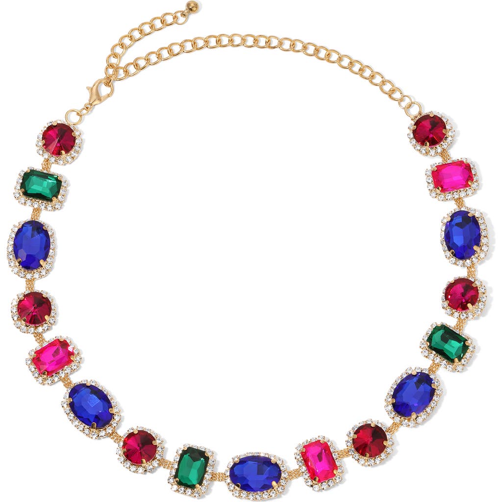 Eye Candy Los Angeles Emily Mixed Crystal Statement Necklace In Gold Multi