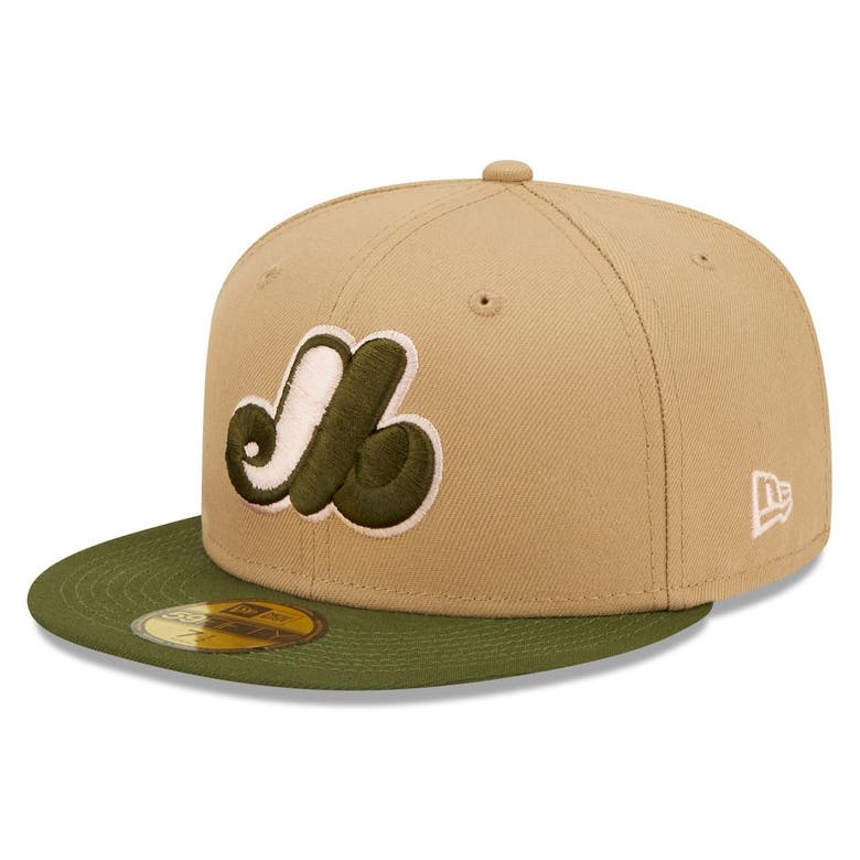 New Era Khaki/olive Montreal Expos Pink Undervisor 59fifty Fitted Hat ...