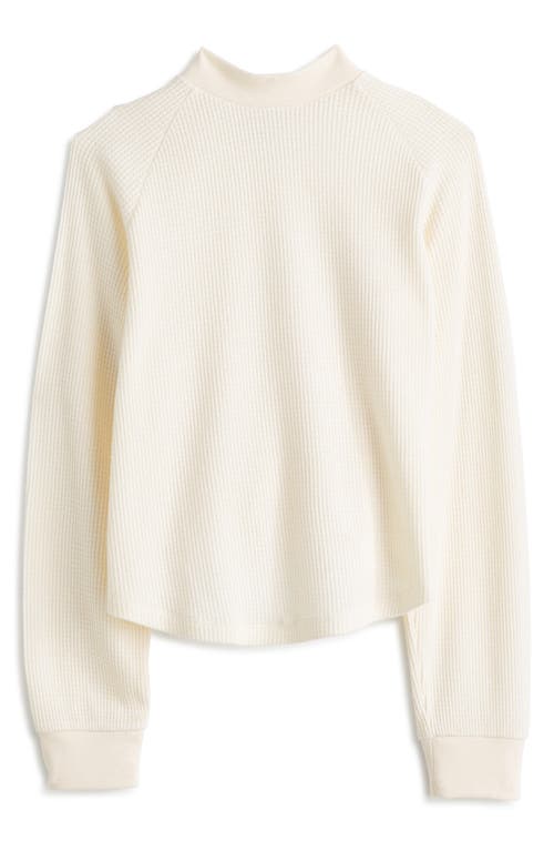 Shop Madewell Long Sleeve Waffle Knit Crewneck T-shirt In Heather Winter White