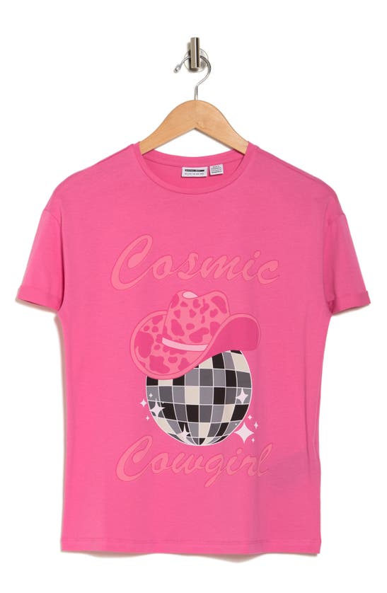 Noisy May Brandy Cowgirl Graphic T-shirt In Pink Power Printdisco Cowgirl