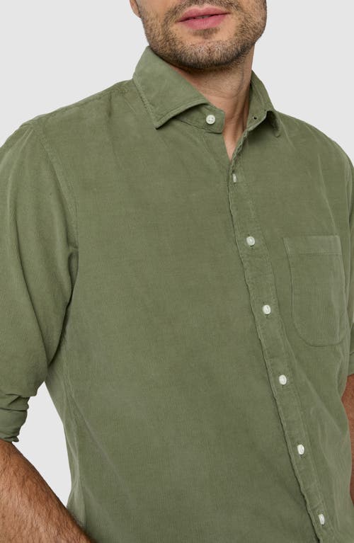 Shop Sid Mashburn Fine Wale Corduroy Button-up Shirt In Moss Corduroy