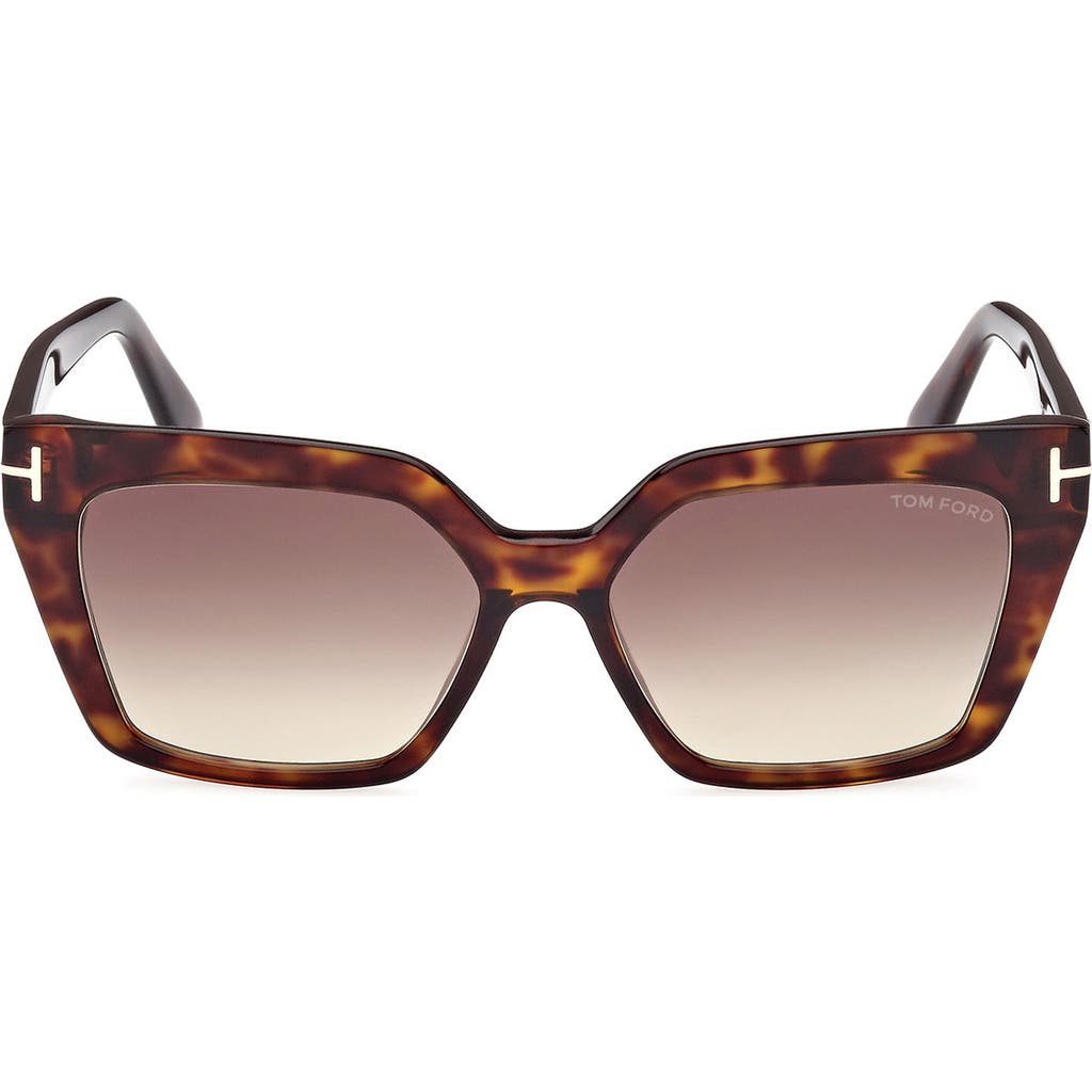 Tom Ford Havana Acetate Cat-eye Sunglasses In Shiny Havana/gradient Brown