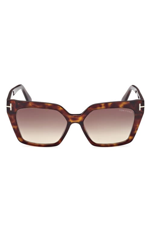 Tom Ford Havana Acetate Cat-eye Sunglasses In Shiny Havana/gradient Brown