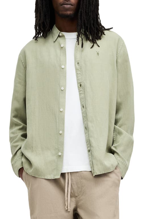 Shop Allsaints Laguna Relaxed Fit Long Sleeve Button-up Shirt In Herb Green