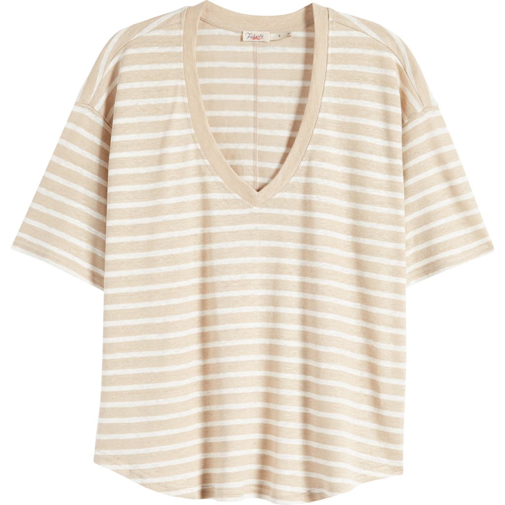 Faherty Linen V-neck T-shirt In Neutral