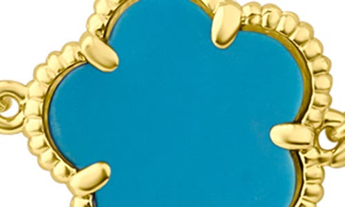 Cz By Kenneth Jay Lane Cubic Zirconia & Clover Station Necklace In Turquoise/gold