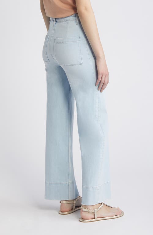 Shop Frame The '70s Patch Pocket Ankle Wide Leg Jeans In Clarity Clean