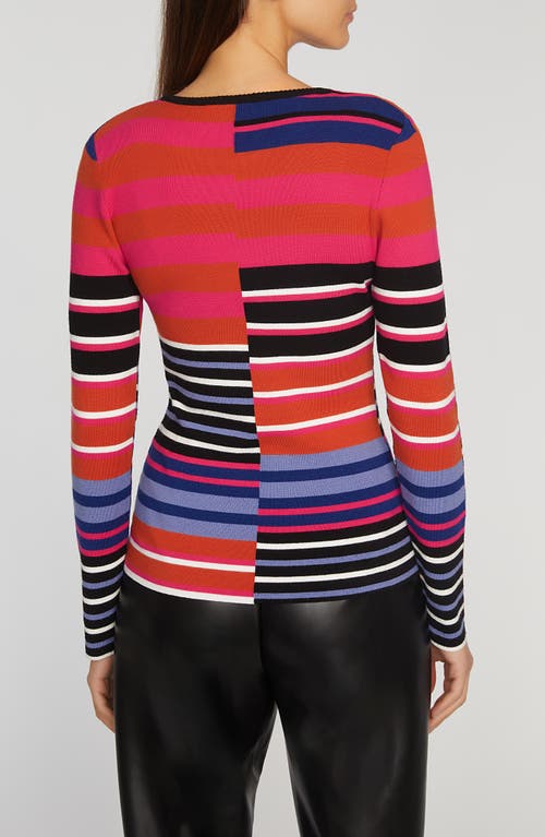 Shop Elie Tahari The Selina Stripe Sweater In Garden Stripe