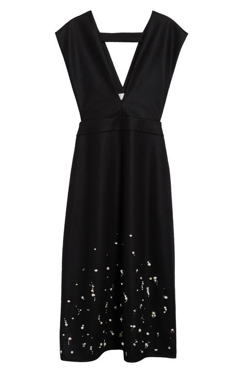 Shop Jil Sander Embellished Wool Cocktail Dress In Black