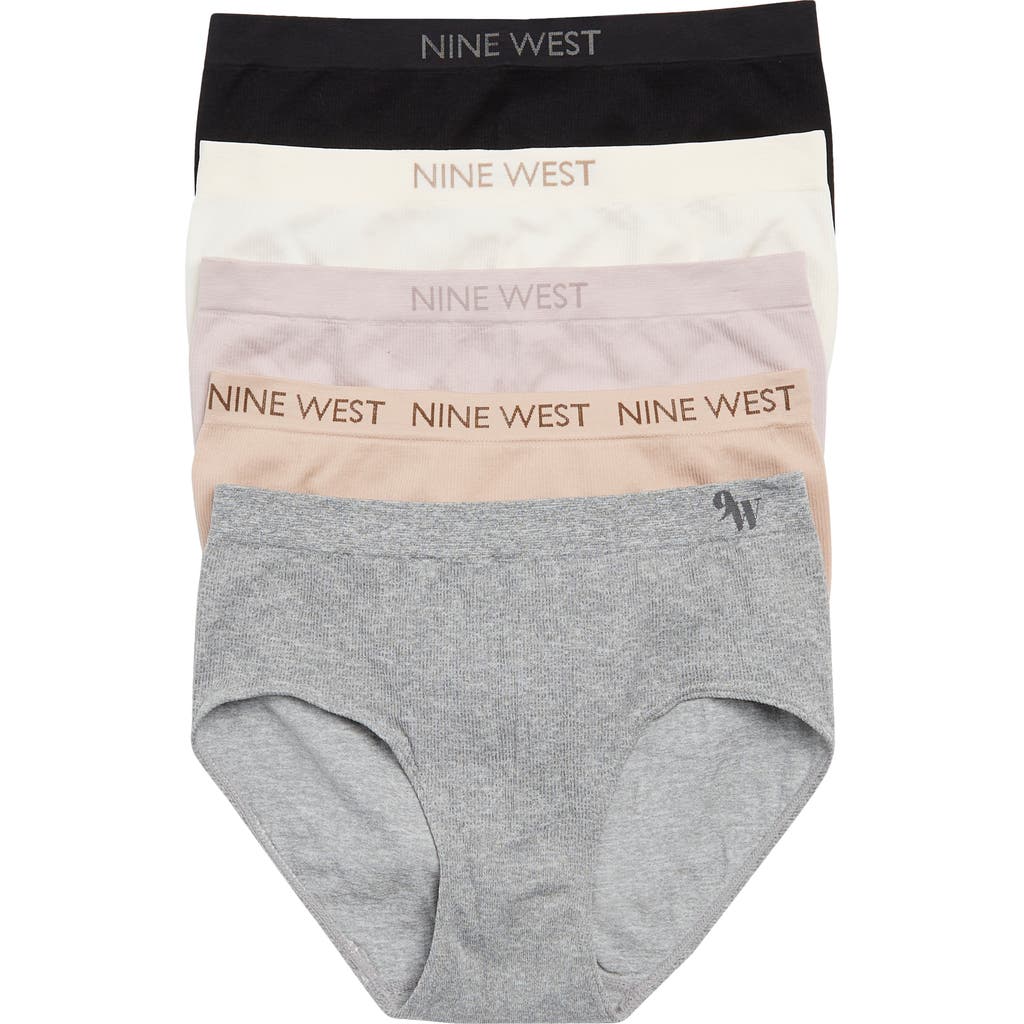 Nine West Assorted 5-pack Seamless Rib Briefs In Multi