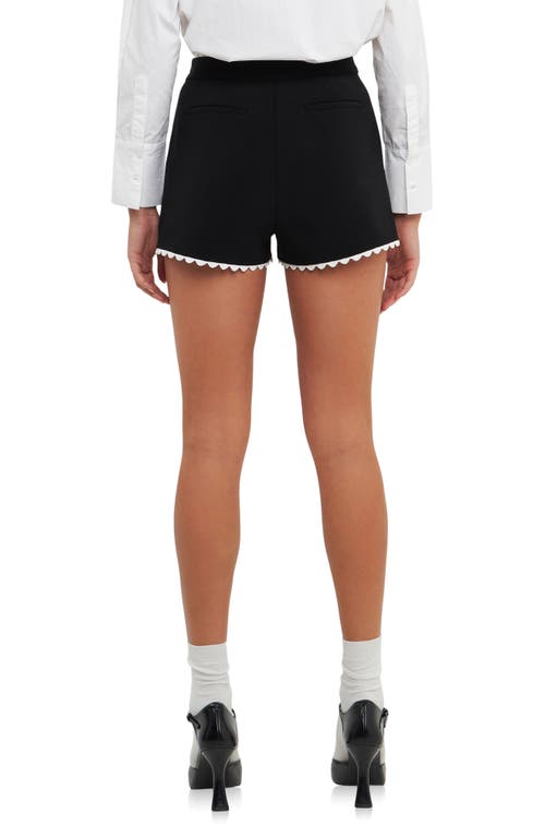 Shop English Factory Rickrack Edge Shorts In Black/white