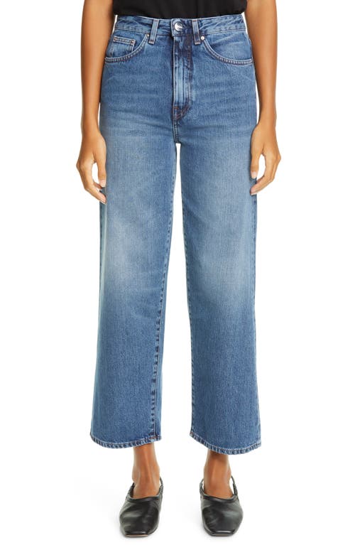 TOTEME Flair High Waist Flare Crop Jeans Washed Blue at Nordstrom,